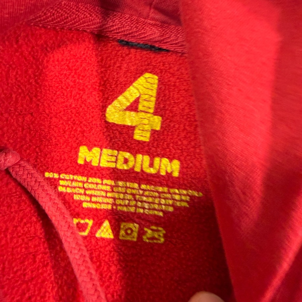 4Hunnid Hoodie Men M Red Pullover‎ Script Logo Streetwear Graphic Distressed - Picture 3 of 9